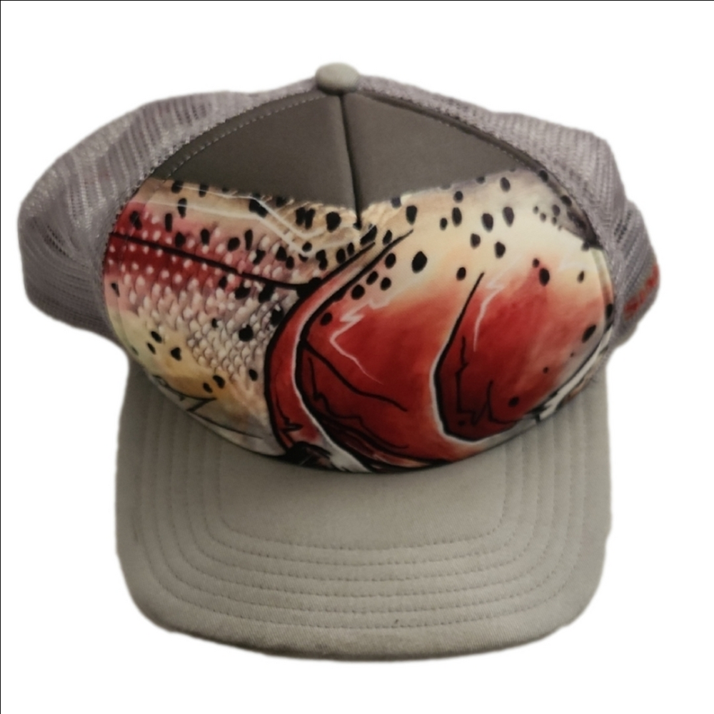 Simms Red and Gray Fish Design Cap